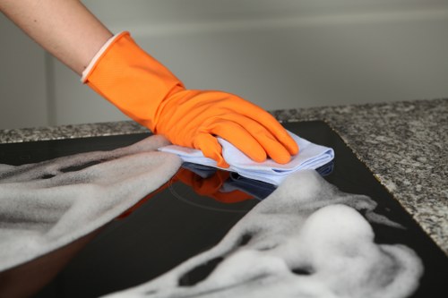 Professional carpet cleaner in Edgware deep cleaning a living room carpet