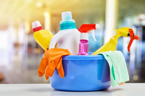 Cleaning technician preparing carpet cleaning equipment