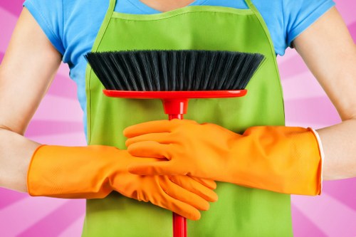 A clean and organised office interior maintained by cleaners